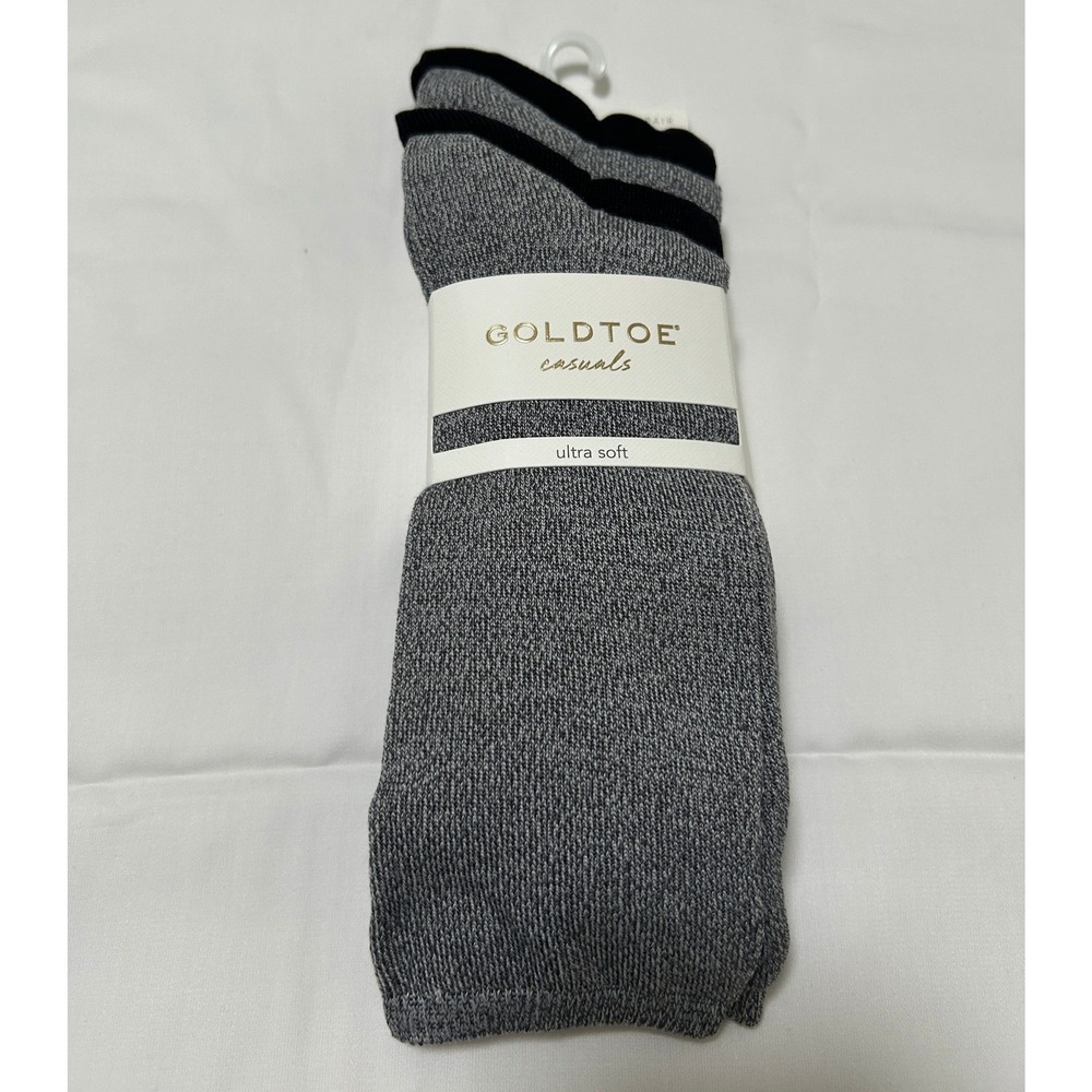 Goldtoe Casuals Ultra Soft Crew Socks 4 Pack Mens Grey Black Essential New